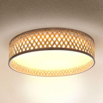Brilagi - Lámpara de techo LED regulable CAMILA LED/48W/230V 3000-6500K bambú Ø 40 cm + mando a distancia