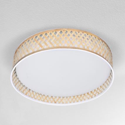 Brilagi - Lámpara de techo LED regulable CAMILA LED/48W/230V 3000-6500K bambú Ø 40 cm + mando a distancia