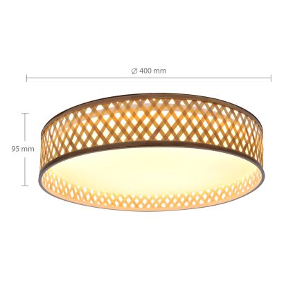 Brilagi - Lámpara de techo LED regulable CAMILA LED/48W/230V 3000-6500K bambú Ø 40 cm + mando a distancia
