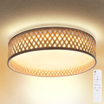 Brilagi - Lámpara de techo LED regulable CAMILA LED/48W/230V 3000-6500K bambú Ø 40 cm + mando a distancia