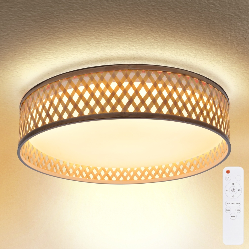 Brilagi - Lámpara de techo LED regulable CAMILA LED/48W/230V 3000-6500K bambú Ø 40 cm + mando a distancia