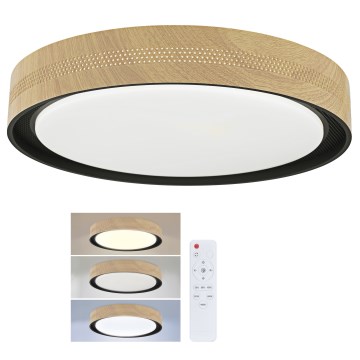 Brilagi - Lámpara de techo LED regulable COCI LED/48W/230V 3000-6500K Ø 39 cm acabado efecto madera/negro + mando a distancia