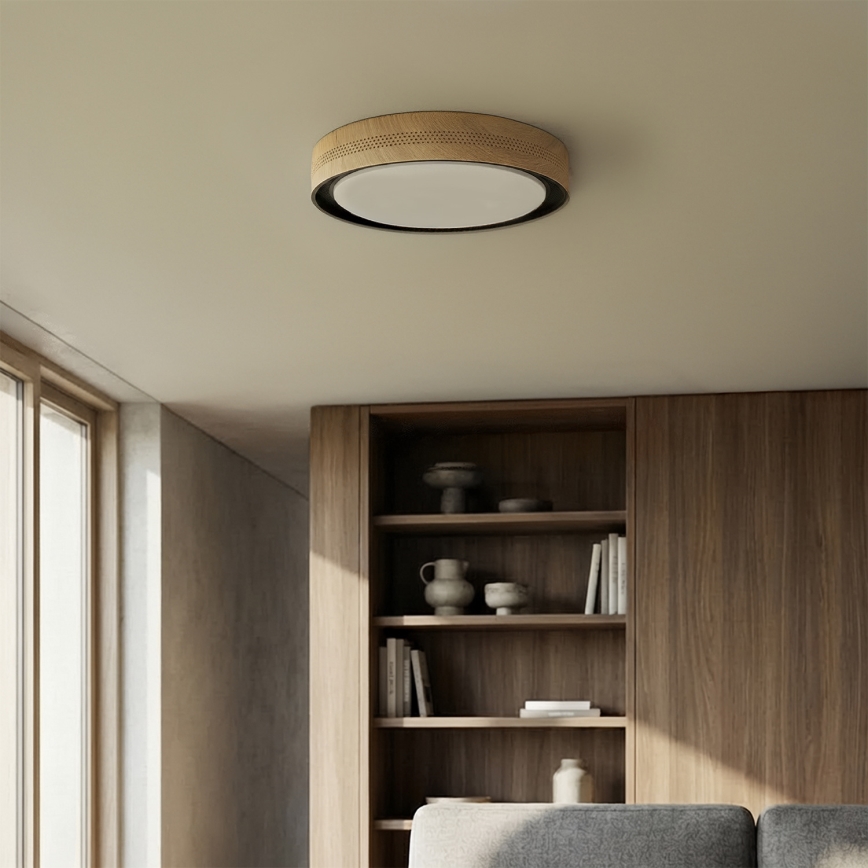 Brilagi - Lámpara de techo LED regulable COCI LED/48W/230V 3000-6500K Ø 39 cm acabado efecto madera/negro + mando a distancia