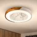 Brilagi - Lámpara de techo LED regulable con ventilador LED/30W/230V 3000-6500K blanco/roble + mando a distancia