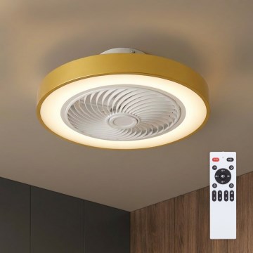 Brilagi - Lámpara de techo LED regulable con ventilador LED/38W/230V 3000-6500K Ø 50 cm dorada + mando a distancia