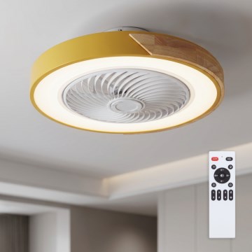 Brilagi - Lámpara de techo LED regulable con ventilador LED/38W/230V 3000-6500K Ø 50 cm dorado/roble + mando a distancia