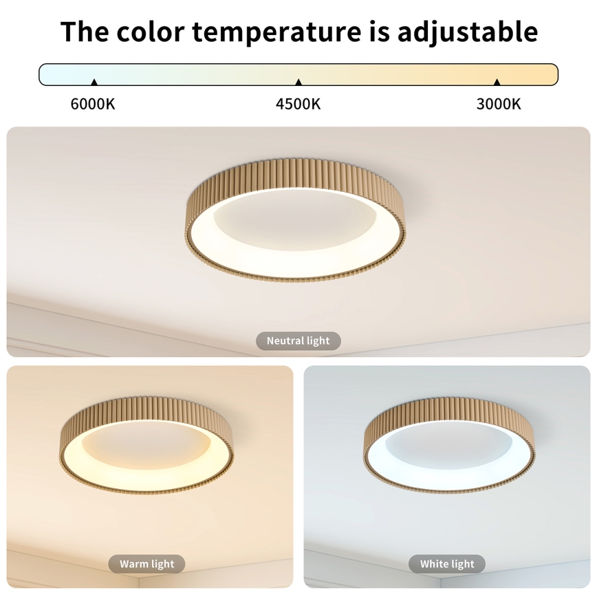 Brilagi - Lámpara de techo LED regulable FALCON MODERN LED/30W/230V 3000-6500K Ø 40 cm beige + mando a distancia