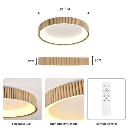 Brilagi - Lámpara de techo LED regulable FALCON MODERN LED/30W/230V 3000-6500K Ø 40 cm beige + mando a distancia