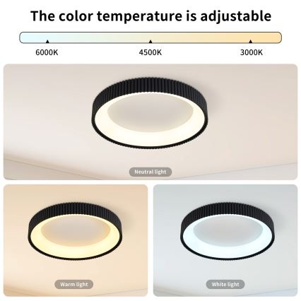 Brilagi - Luminaria de techo LED regulable FALCON MODERN LED/30W/230V 3000-6500K diámetro 40 cm negra + mando a distancia