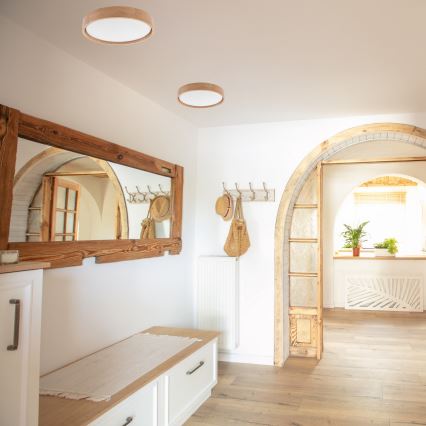 Brilagi - Luminaria de techo LED regulable MANAROLA LED/24W/230V Ø 42 cm 3000-6500K roble + mando a distancia