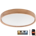 Brilagi - Lámpara de techo LED regulable MANAROLA SMART LED/36W/230V 2700-6500K roble Ø 51 cm Wi-Fi + mando a distancia Tuya
