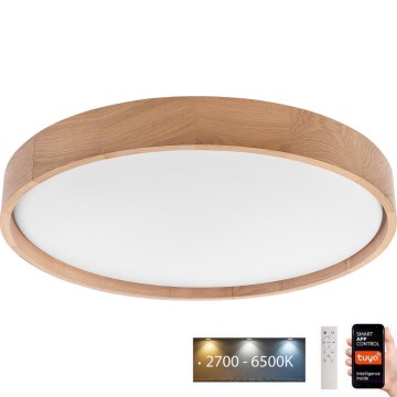 Brilagi - Lámpara de techo LED regulable MANAROLA SMART LED/36W/230V 2700-6500K roble Ø 51 cm Wi-Fi + mando a distancia Tuya