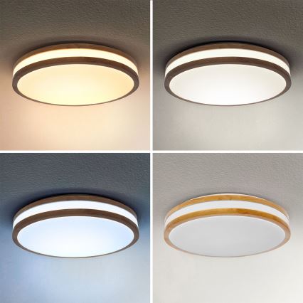 Brilagi - Lámpara de techo LED regulable MOLINA LED/48W/230V 3000-6500K roble Ø 38 cm + mando a distancia