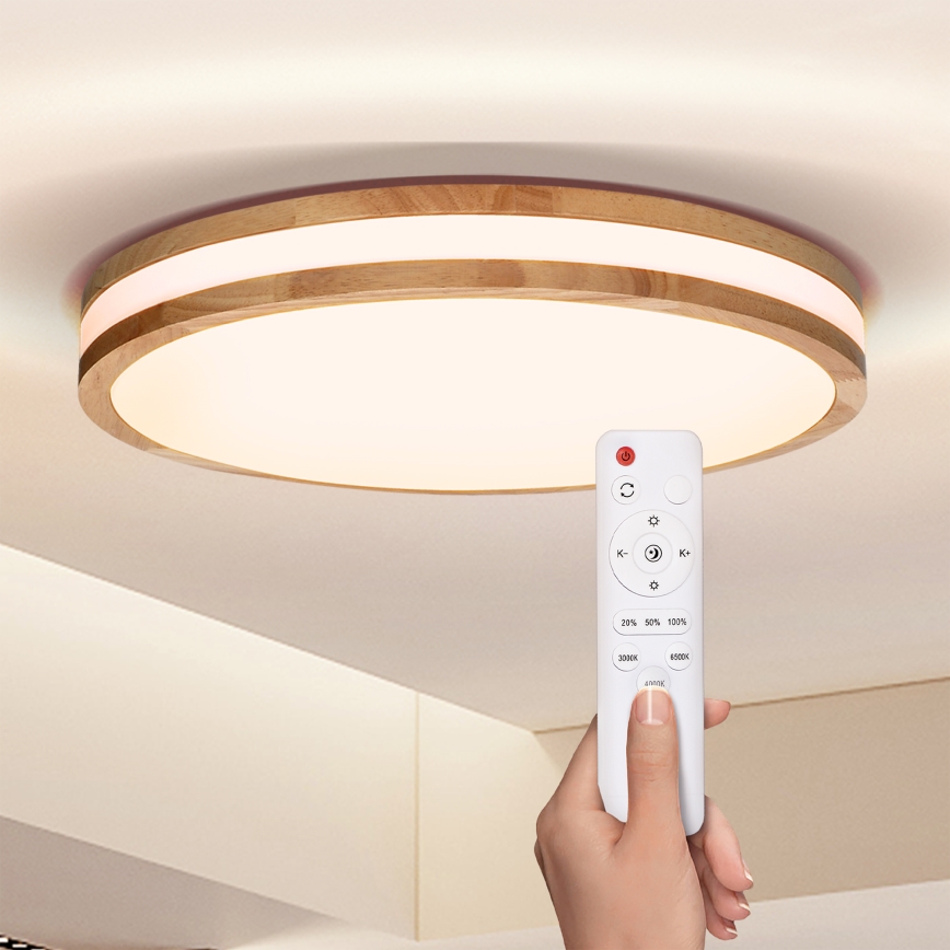 Brilagi - Lámpara de techo LED regulable MOLINA LED/48W/230V 3000-6500K roble Ø 38 cm + mando a distancia