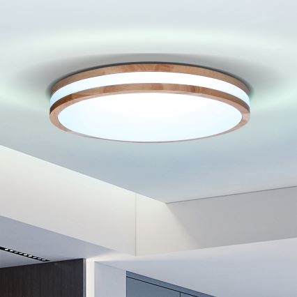 Brilagi - Lámpara de techo LED regulable MOLINA LED/48W/230V 3000-6500K roble Ø 38 cm + mando a distancia