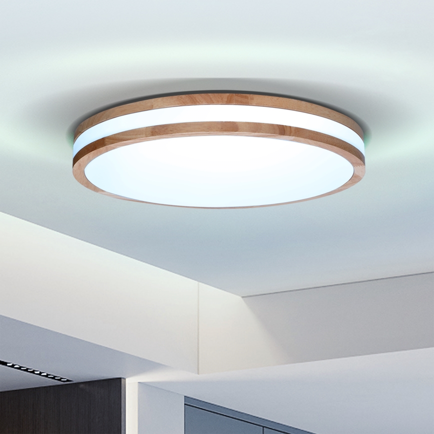 Brilagi - Lámpara de techo LED regulable MOLINA LED/48W/230V 3000-6500K roble Ø 38 cm + mando a distancia