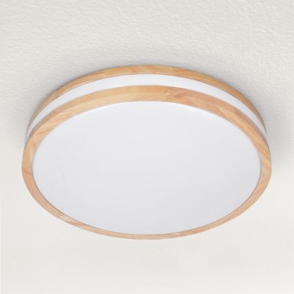 Brilagi - Lámpara de techo LED regulable MOLINA LED/48W/230V 3000-6500K roble Ø 38 cm + mando a distancia