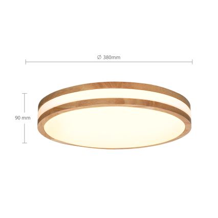 Brilagi - Lámpara de techo LED regulable MOLINA LED/48W/230V 3000-6500K roble Ø 38 cm + mando a distancia