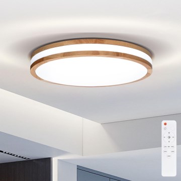 Brilagi - Lámpara de techo LED regulable MOLINA LED/48W/230V 3000-6500K roble Ø 38 cm + mando a distancia