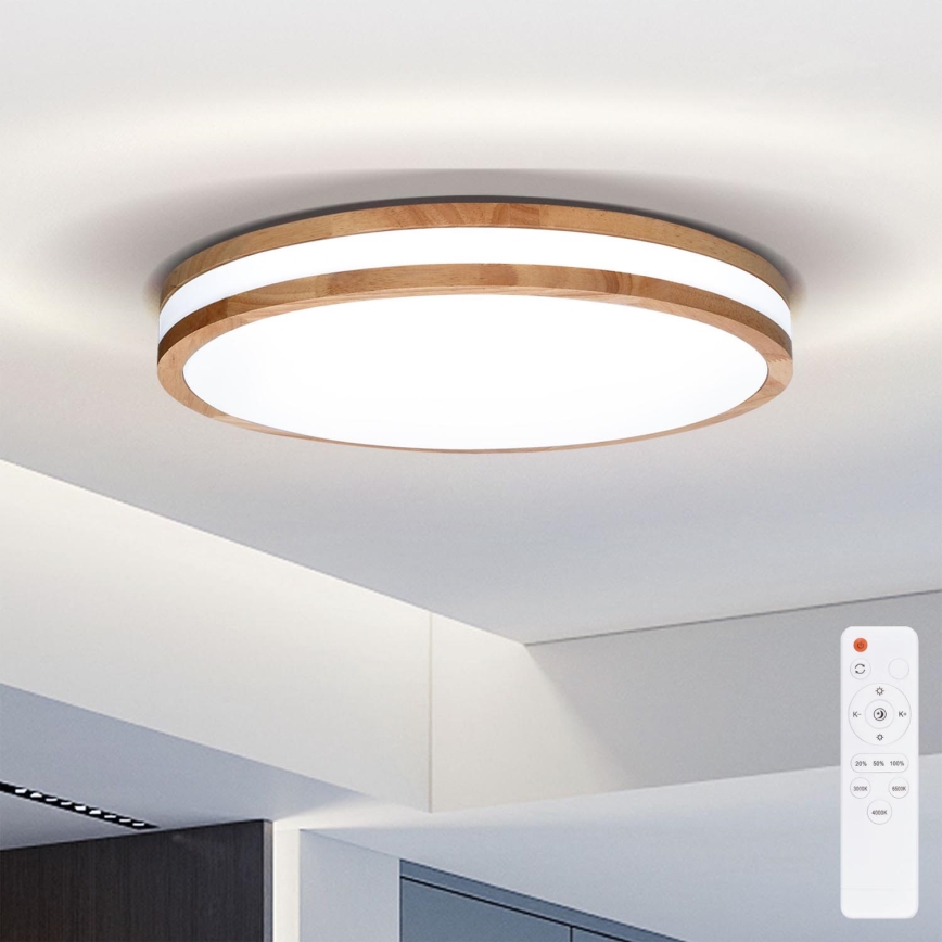 Brilagi - Lámpara de techo LED regulable MOLINA LED/48W/230V 3000-6500K roble Ø 38 cm + mando a distancia