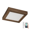 Brilagi - Lámpara de techo LED regulable para baño WOODY FRAME LED/24W/230V roble nogal 30x30 cm 3000-6000K IP44 + mando a distancia