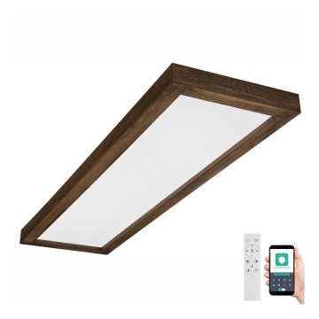 Brilagi - Lámpara de techo LED regulable para baño WOODY FRAME LED/50W/230V roble nogal 120x30 cm 3000-6000K IP44 + mando a distancia