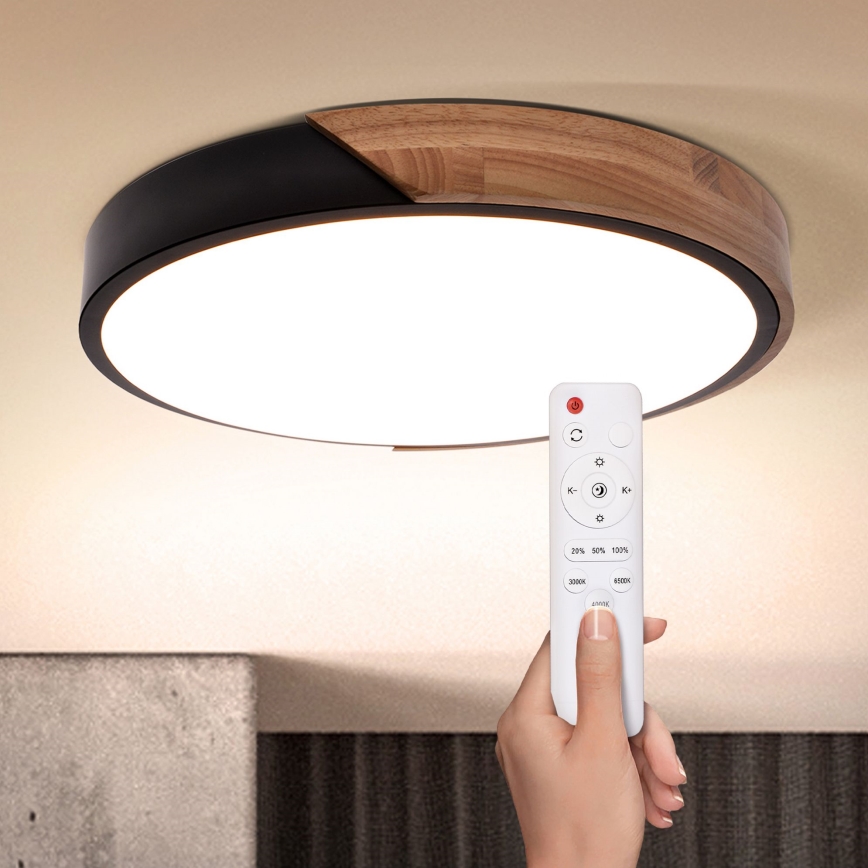 Brilagi - Lámpara de techo LED regulable PILANA LED/48W/230V 3000-6500K roble Ø 40 cm + mando a distancia