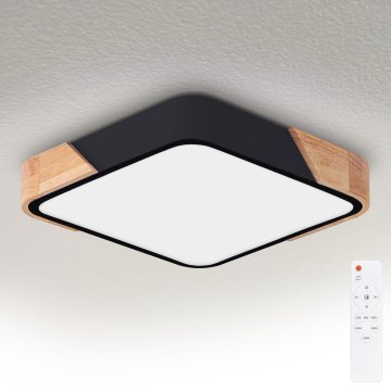 Brilagi - Lámpara de techo LED regulable PILANA LED/48W/230V 3000-6500K roble/negro 42x42 cm + mando a distancia