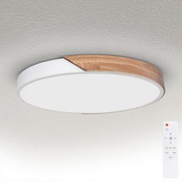 Brilagi - Lámpara de techo LED regulable PILANA LED/60W/230V 3000-6500K roble/blanco diámetro 60 cm + mando a distancia