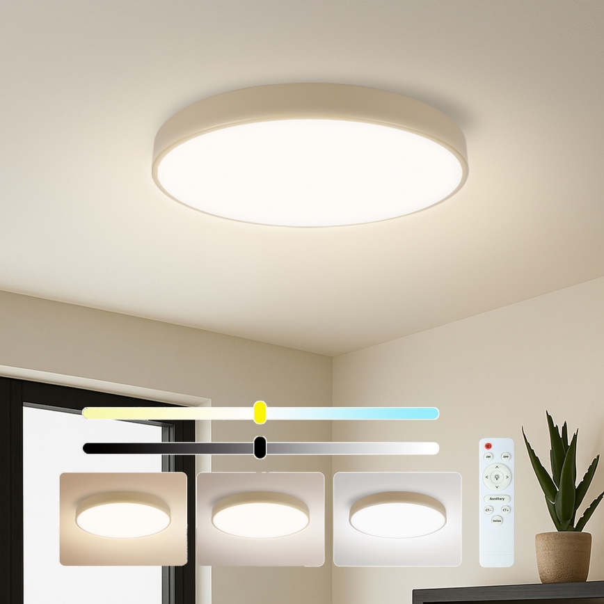 Brilagi - Lámpara de techo LED regulable POOL LED/60W/230V 3000-6000K Ø 50 cm beige + mando a distancia