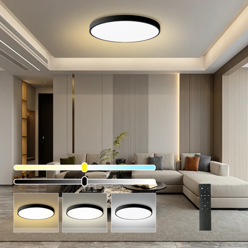 Brilagi - Lámpara de techo LED regulable POOL SMART LED/128W/230V 3000-6000K de 100 cm Wi-Fi Tuya negra + mando a distancia