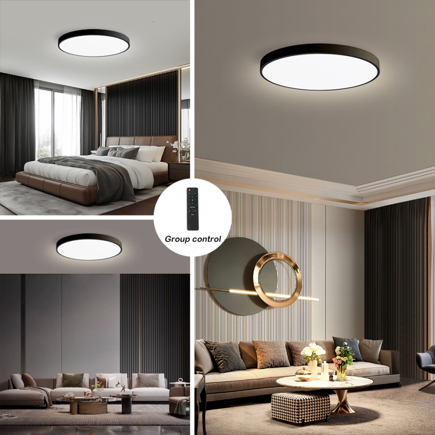 Brilagi - Lámpara de techo LED regulable POOL SMART LED/128W/230V 3000-6000K de 100 cm Wi-Fi Tuya negra + mando a distancia