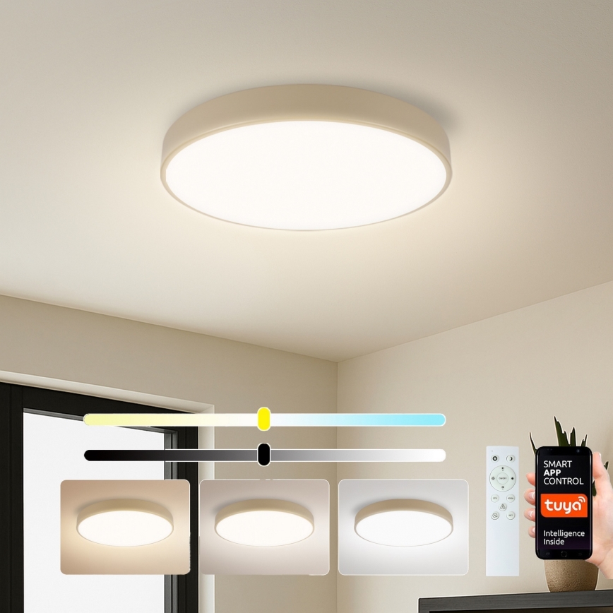 Brilagi - Lámpara de techo LED regulable POOL SMART LED/48W/230V 3000-6000K diámetro 40 cm Wi-Fi Tuya beige + mando a distancia