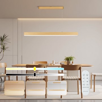 Brilagi - Lámpara de techo LED regulable SLEEKLINE SMART LED/40W/230V Wi‑Fi Tuya acabado roble + mando a distancia