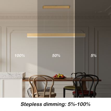 Brilagi - Lámpara de techo LED regulable SLEEKLINE SMART LED/40W/230V Wi‑Fi Tuya acabado roble + mando a distancia
