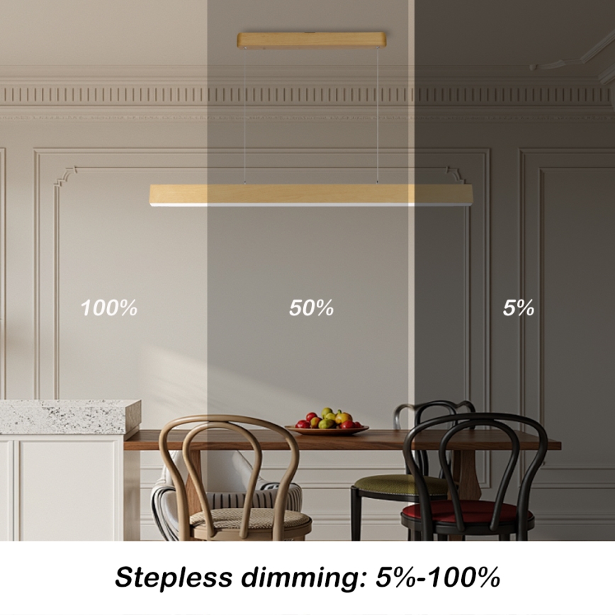 Brilagi - Lámpara de techo LED regulable SLEEKLINE SMART LED/40W/230V Wi‑Fi Tuya acabado roble + mando a distancia