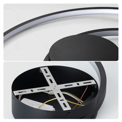 Brilagi - Luminaria de techo LED regulable TWISTER LED/105W/230V 3000-6000K Ø 100 cm negra + mando a distancia