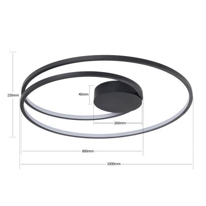 Brilagi - Luminaria de techo LED regulable TWISTER LED/105W/230V 3000-6000K Ø 100 cm negra + mando a distancia