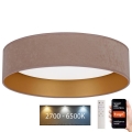 Brilagi - Lámpara de techo LED regulable VELVET SMART LED/36W/230V Ø 55 cm 2700-6500K Wi-Fi Tuya beige/dorado + mando a distancia