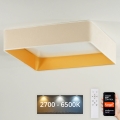 Brilagi - Lámpara de techo LED regulable VELVET SQUARE SMART LED/36W/230V 2700-6500K Wi-Fi Tuya + mando a distancia crema