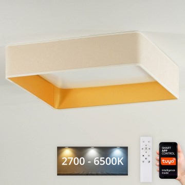 Brilagi - Lámpara de techo LED regulable VELVET SQUARE SMART LED/36W/230V 2700-6500K Wi-Fi Tuya + mando a distancia crema