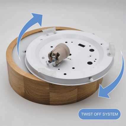 Brilagi - Luminaria de techo LED RGBW regulable CARVALHO 1xE27/15W/230V 2700–6500K Wi-Fi roble, Ø 27,5 cm