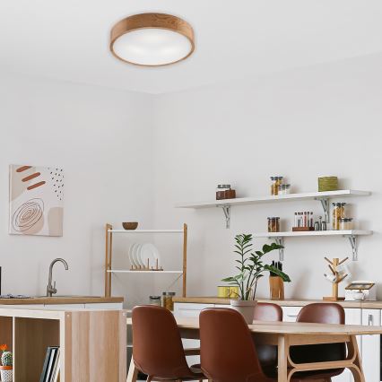 Brilagi - Lámpara de techo LED RGBW regulable CARVALHO 3xE27/15W/230V 2700-6500K Wi-Fi roble Ø 47,5 cm