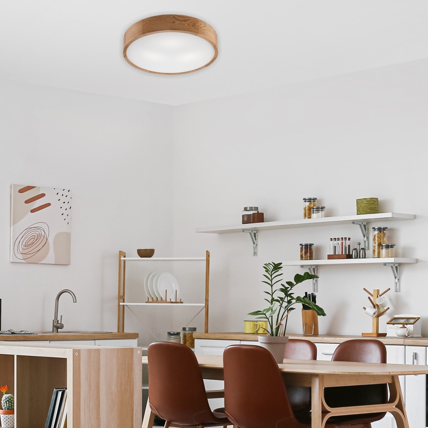 Brilagi - Lámpara de techo LED RGBW regulable CARVALHO 3xE27/15W/230V 2700-6500K Wi-Fi roble Ø 47,5 cm