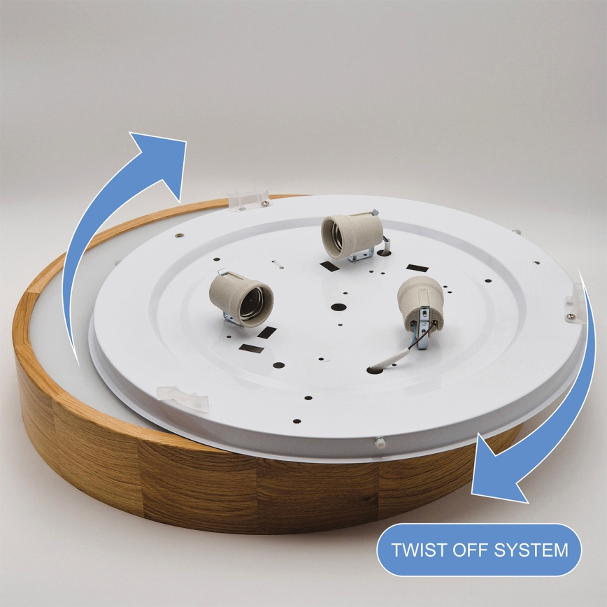 Brilagi - Lámpara de techo LED RGBW regulable CARVALHO 3xE27/15W/230V 2700-6500K Wi-Fi roble Ø 47,5 cm