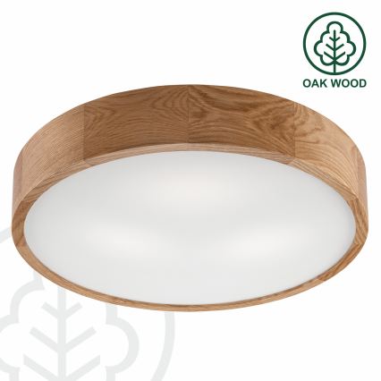 Brilagi - Lámpara de techo LED RGBW regulable CARVALHO 3xE27/15W/230V 2700-6500K Wi-Fi roble Ø 47,5 cm
