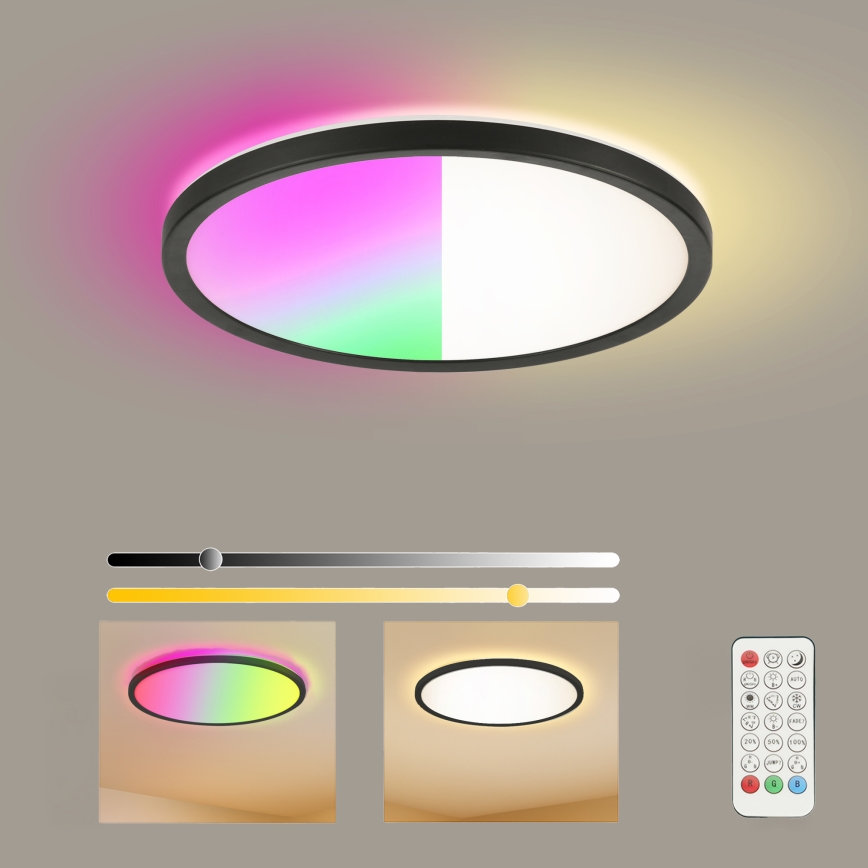 Brilagi - Lámpara de techo LED RGBW regulable ULTRA SLIM LED/18W/230V 2700-6500K Ø 30 cm negra + mando a distancia