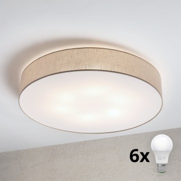 Brilagi - Lámpara de techo LED SIRIJA, 6x E27 (máx. 60 W), 230 V, diámetro 80 cm, beige