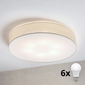 Brilagi - Lámpara de techo LED SIRIJA 6xE27/60W/230V, diámetro 80 cm, color crema