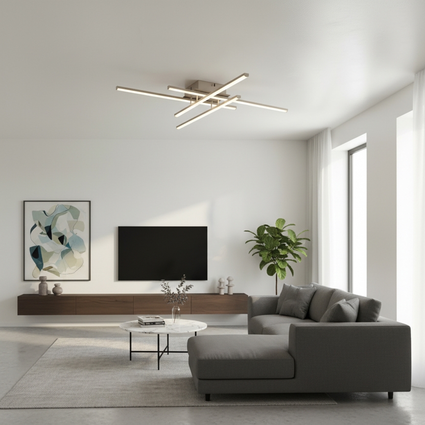 Brilagi - Luminaria de techo LED STRIPES/37W/230V 68x68 cm plateada